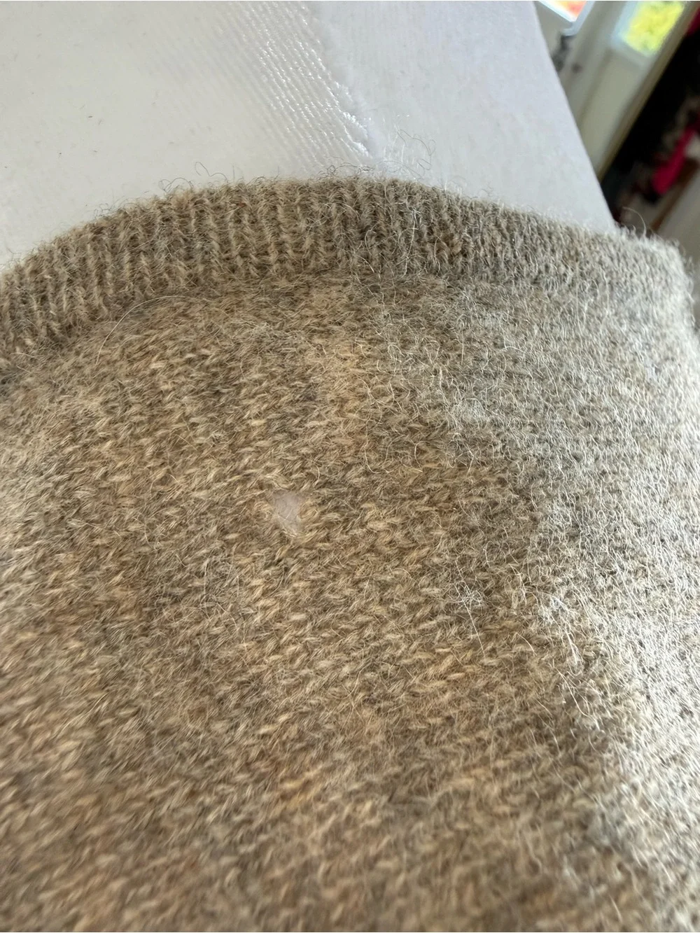 Cashmere Beige Knit Long Sleeve Dress with Contrast Panels - Picture 5 of 5